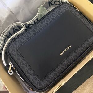 Michael Kors Gray and Black Messenger Bag